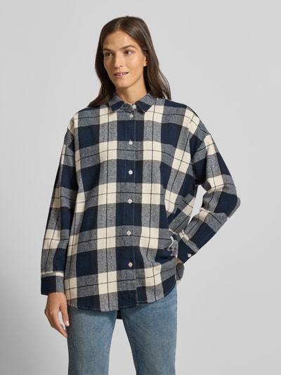 Jake*s Casual Relaxed Fit Hemdbluse mit Manschetten Dunkelblau 4