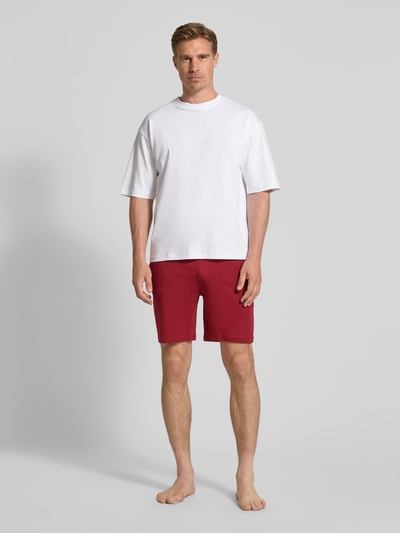 Christian Berg Men Regular fit sweatshorts met tunnelkoord Donkerrood - 1