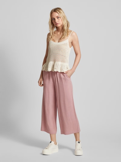 Pieces Wide leg stoffen broek met verkort model, model 'VINSTY' Mauve - 1