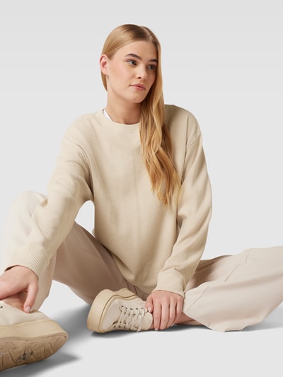 Jake*s Casual Sweatshirt mit gerippten Abschlüssen Sand 3