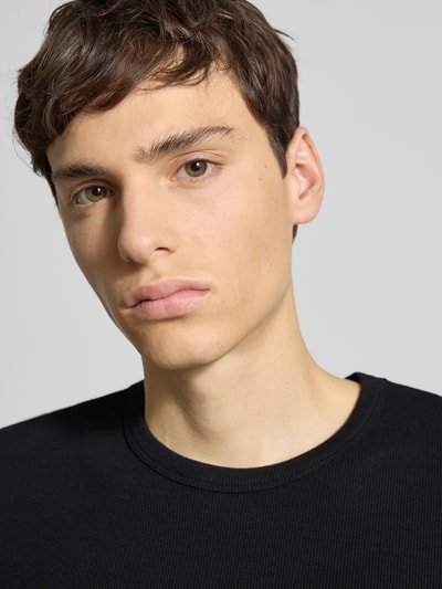 REVIEW T-shirt z prążkowanym okrągłym dekoltem Czarny 3