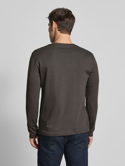 Christian Berg Men Shirt met lange mouwen en geribde ronde hals Olijfgroen - 5