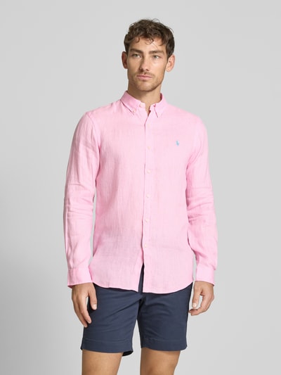 Polo Ralph Lauren Slim Fit Leinenhemd mit Logo-Stitching Rosa 4