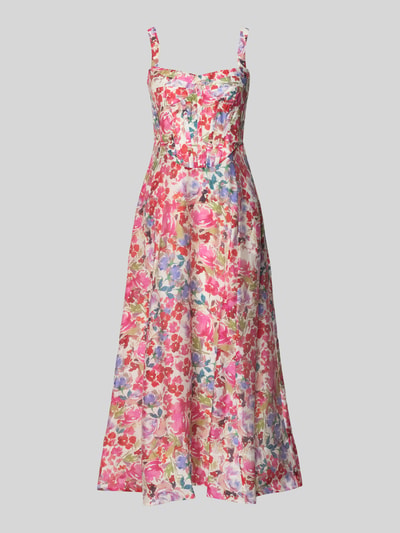 Produktfoto, Cocktailkleid im Allover-Look Modell 'LILAH' von Bardot, bunt, florales Muster, Lyocell-Mix, taillierter Schnitt, Midikleid, Corsagenkleid.