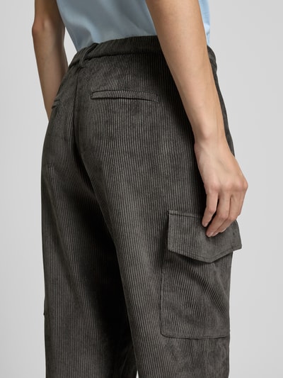 MAC Tapered fit corduroy broek met cargozakken, model 'Rahel' Antraciet - 3