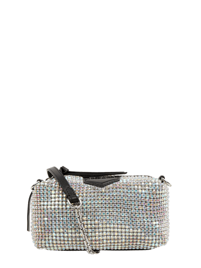 Karl Lagerfeld Crossbody Bag aus Strasssteinen und Leder  Silber 1