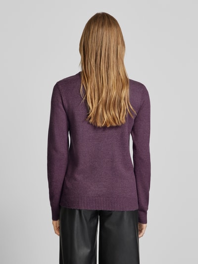 Vila Gebreide pullover met ribboorden, model 'Viril' Violet - 5