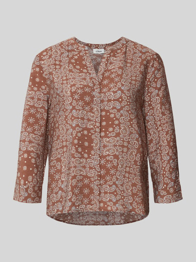 s.Oliver RED LABEL Relaxed Fit Kurzarmbluse aus Viskose-Mix Mittelbraun 1