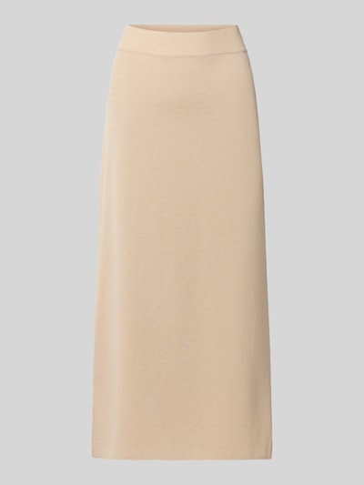 Productfoto, uitlopende dames midi rok van zuivere scheerwol Model 'Sonni' van MM by Max Mara, loopsplit, elastische band, bandwijdte maat S 38 cm, totale lengte maat S 87 cm