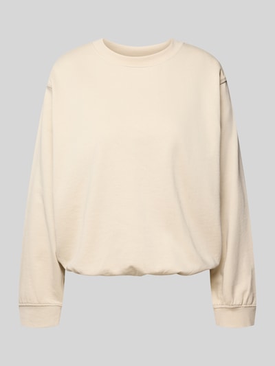 Produktfoto, bluza z okrągłym dekoltem model 'Saida' z bawełny ekologicznej, krój relaxed fit od FREE/QUENT, kremowy kolor
