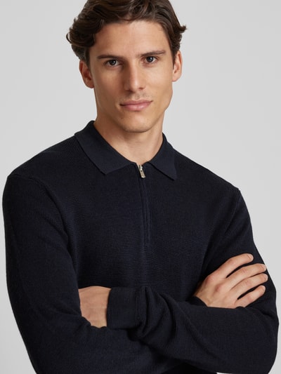 Jack & Jones Premium Sweter z dzianiny z kołnierzykiem polo Ciemnoniebieski 3