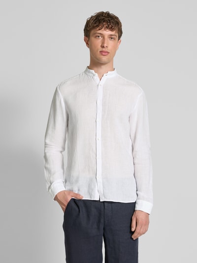 HUGO Slim Fit Businesshemd aus reinem Leinen Modell 'Elvory' Weiss 4
