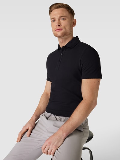 Strellson Poloshirt met structuurmotief, model 'Fisher' Marineblauw - 3