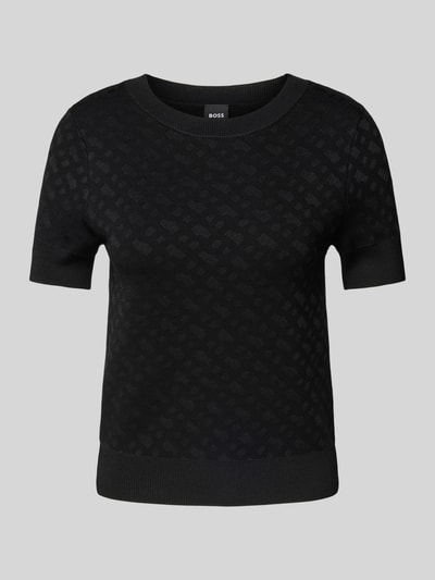 BOSS Gebreid shirt met ronde hals, model 'Forkena' Zwart - 2