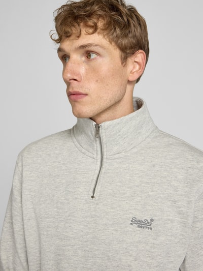 Superdry Sweatshirt mit Troyer-Kragen und Logo-Stitching Hellgrau 3