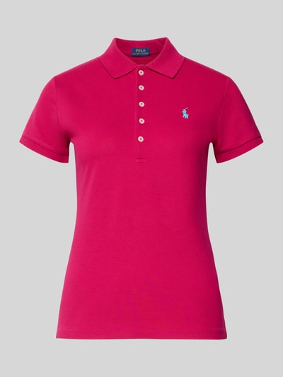 Produktfoto, Slim Fit Poloshirt aus Baumwoll-Mix von Polo Ralph Lauren, gładka faktura, kolor różowy, logo haftowane, piqué, krój slim fit