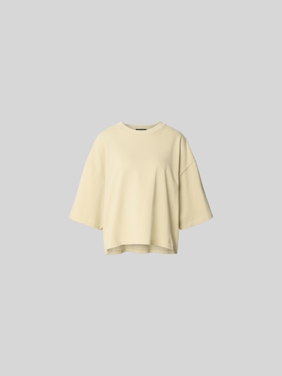 Produktfoto, T-Shirt mit Rundhalsausschnitt von black palms aus Reine Baumwolle, Relaxed-Fit, Creme, strukturierte Oberfläche, Halbarm