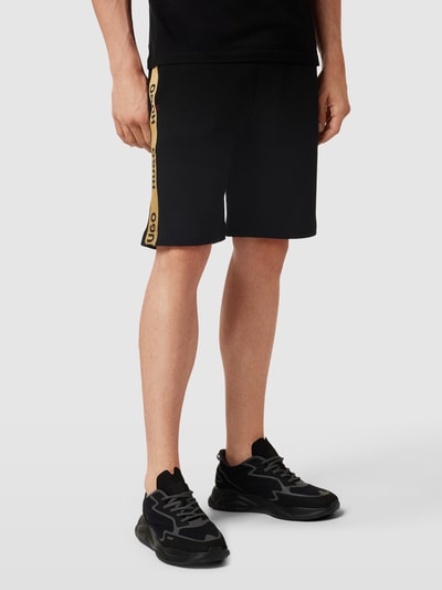 HUGO Sweatshorts met logodetails, model 'Sporty' Goud gemêleerd - 4