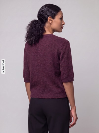 ONLY Regular Fit Strickjacke mit Schnürung Modell 'SIMONI' Bordeaux Melange 5