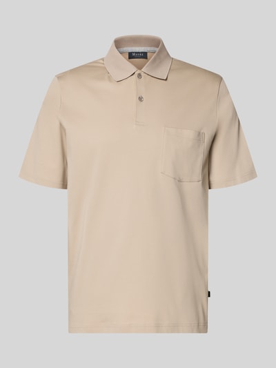 Produktfoto, Regular Fit Poloshirt mit borstzak van MAERZ Muenchen van puur katoen in beige, knoopsluiting, ruglengte bij maat 50: 71 cm