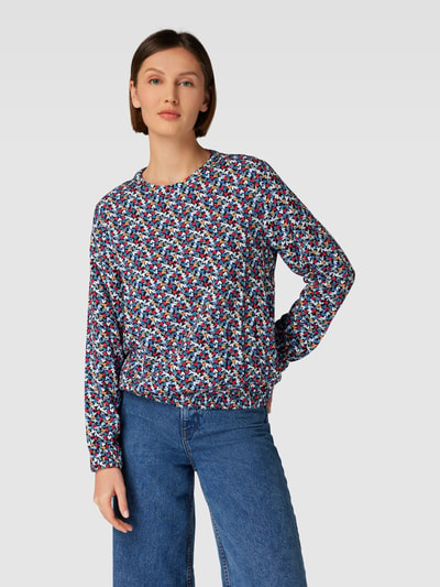 s.Oliver RED LABEL Blouse met all-over motief Marineblauw - 4