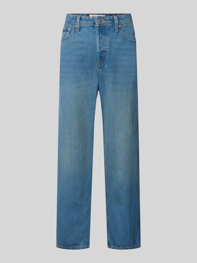 Produktfoto, Straight Fit Jeans aus reiner Baumwolle Modell 'Alex' von JACK & JONES, 5-Pocket-Design, mittleres Blau, stabile Struktur