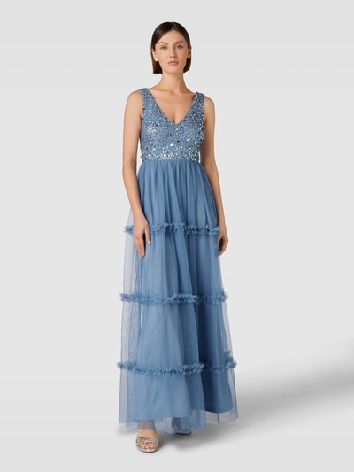 LACE & BEADS Abendkleid im Stufen-Look Bleu 4