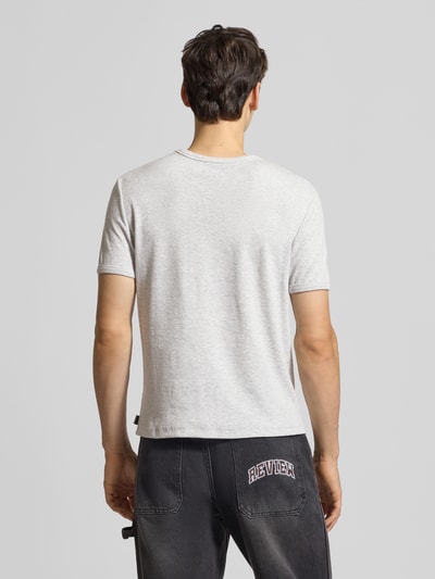 REVIEW T-shirt met geribde ronde hals Lichtgrijs gemêleerd - 5