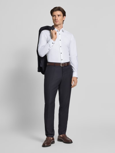 BOSS Slim Fit Businesshemd aus Baumwoll-Mix Modell 'HANK' Weiss 1