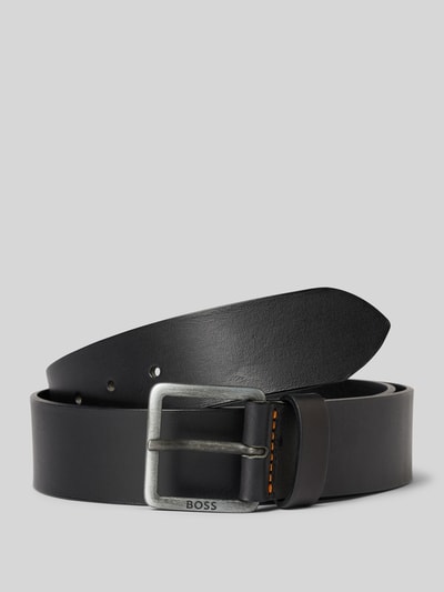 BOSS Riem van zuiver runderleer met labeldetail, model 'JEEKO' Zwart - 1