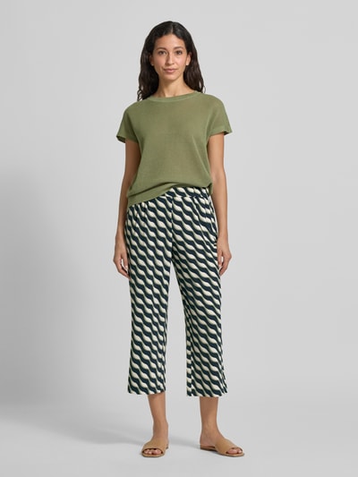 Betty Barclay Stoffen broek met verkorte pasvorm en elastische band Marineblauw - 1