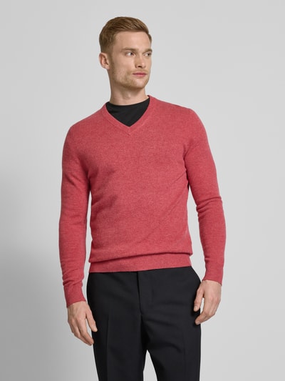 Christian Berg Men Wollpullover mit V-Ausschnitt und Kaschmir-Anteil Metallic Rosa Melange 4