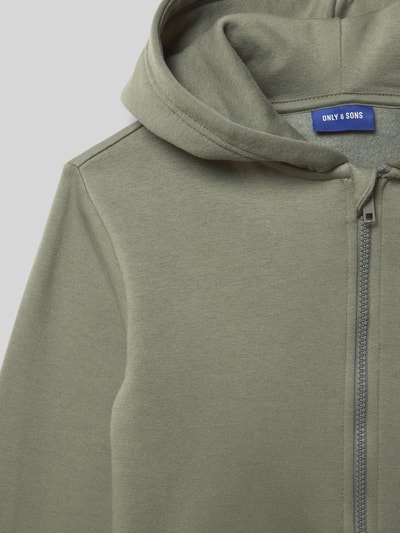 ONLY & SONS Regular fit sweatjack van katoenmix model 'CERCES' Olijfgroen - 2