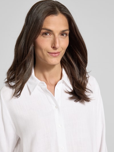 Selected Regular fit blouse van een mix van viscose en linnen, model 'VIVA' Offwhite - 3
