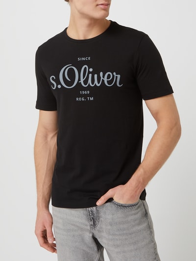 s.Oliver RED LABEL T-shirt z bawełny Czarny 4