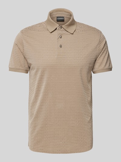 Emporio Armani Slim Fit Poloshirt mit Label-Print Taupe 2