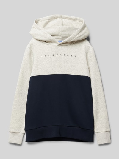 Jack & Jones Hoodie mit Label-Print Modell 'STAR' Hellgrau Melange 1