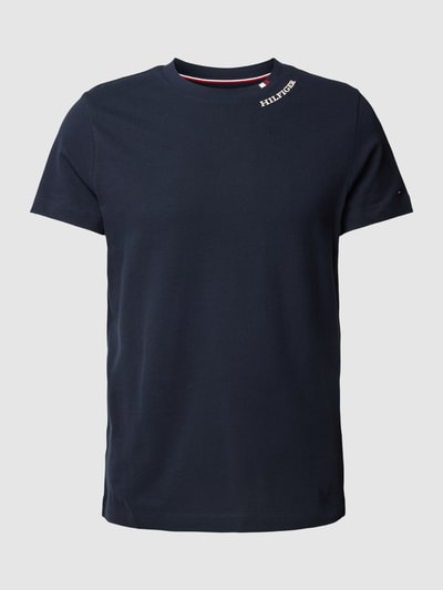 Tommy Hilfiger T-Shirt mit Logo-Stitching Modell 'PIQUE' Marine 2