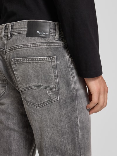 Pepe Jeans Regular Fit Tapered Jeans aus Baumwoll-Mix Modell 'CASH' Dunkelgrau 3