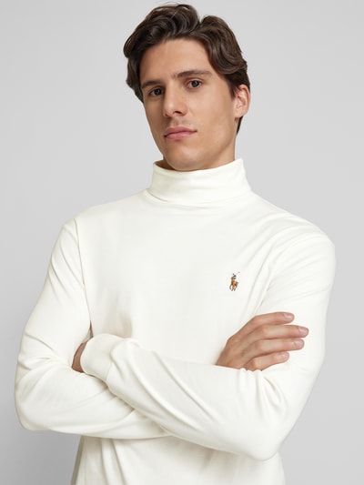 Polo Ralph Lauren Longsleeve mit Rollkragen und Label-Stitching Weiss 3