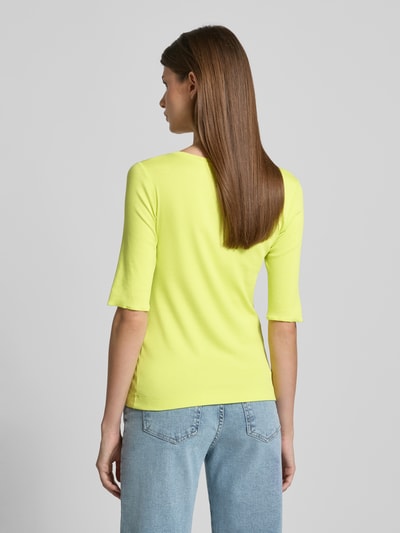 Marc Cain T-shirt van katoenmix met logo-applicatie Neongeel gemêleerd - 5