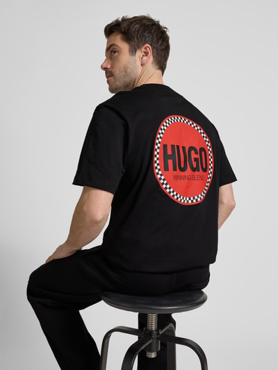 HUGO T-Shirt mit Label-Print Modell 'Derdcho' Black 3