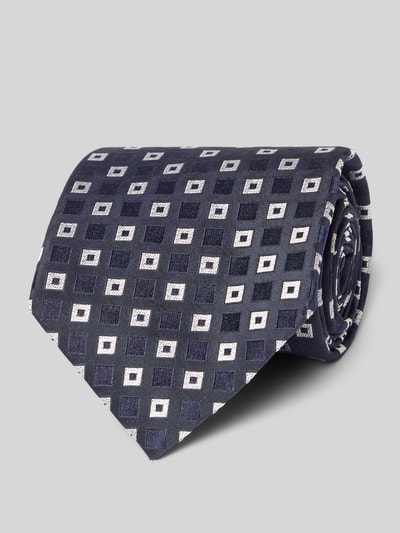 BOSS Zijden stropdas met All-over motief Donkerblauw - 1