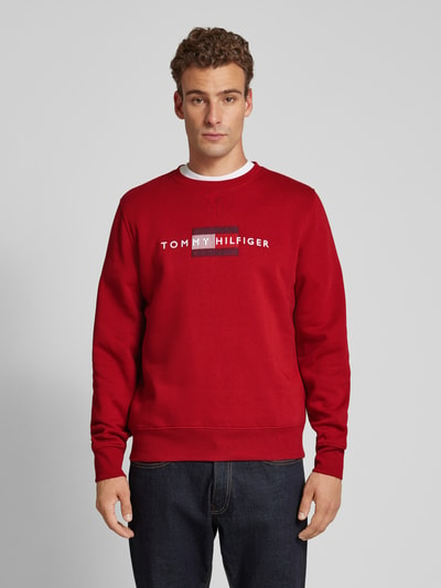 Tommy Hilfiger Sweatshirt mit Label-Stitching Dunkelrot 4