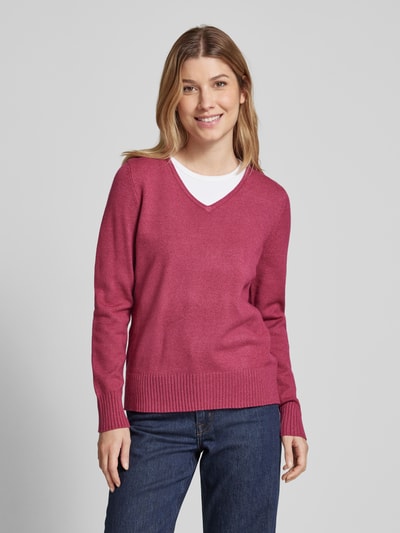 Christian Berg Woman Strickpullover mit abgerundetem V-Ausschnitt Fuchsia Melange 4