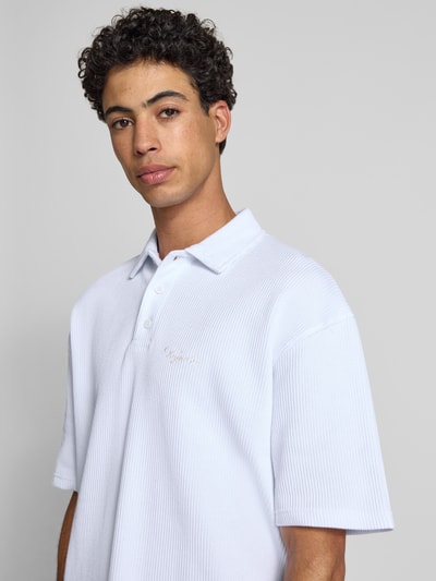 Pegador Koszulka polo o pudełkowym kroju z fakturowanym wzorem model ‘Signar’ Biały 3