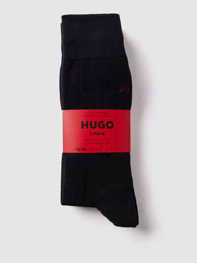 HUGO Socken mit Label-Detail im 3er-Pack Modell 'UNI COLORS' Black 3