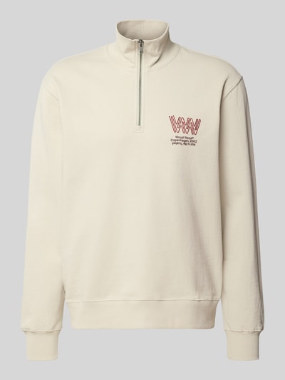 Wood Wood Sweatshirt met opstaande kraag en ritssluiting, model 'Jack' Beige - 2