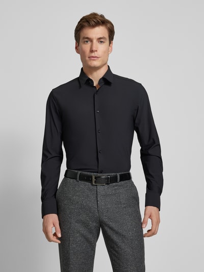 BOSS Slim fit zakelijk overhemd van fijn twill met stretch Zwart - 4