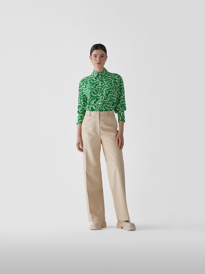 Victoria Beckham Seidenbluse mit Allover-Muster Apfelgrün 1